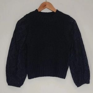 Rails Dhalia Sweater Black Eyelet Cable Knit Sweater Size XS Womens